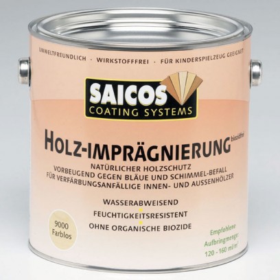Бесцветная пропитка для древесины для внутренних работ Saicos Holz-Impragnierung (Германия) 9000 без биоцидов 10л. 