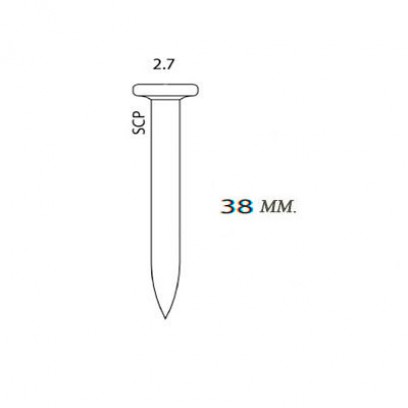Стандартный закаленный гвоздь для работы по бетону SENCO SCP2738 (США) 2,7 Х 38 мм. (прямой, упак. 1000 шт.) 